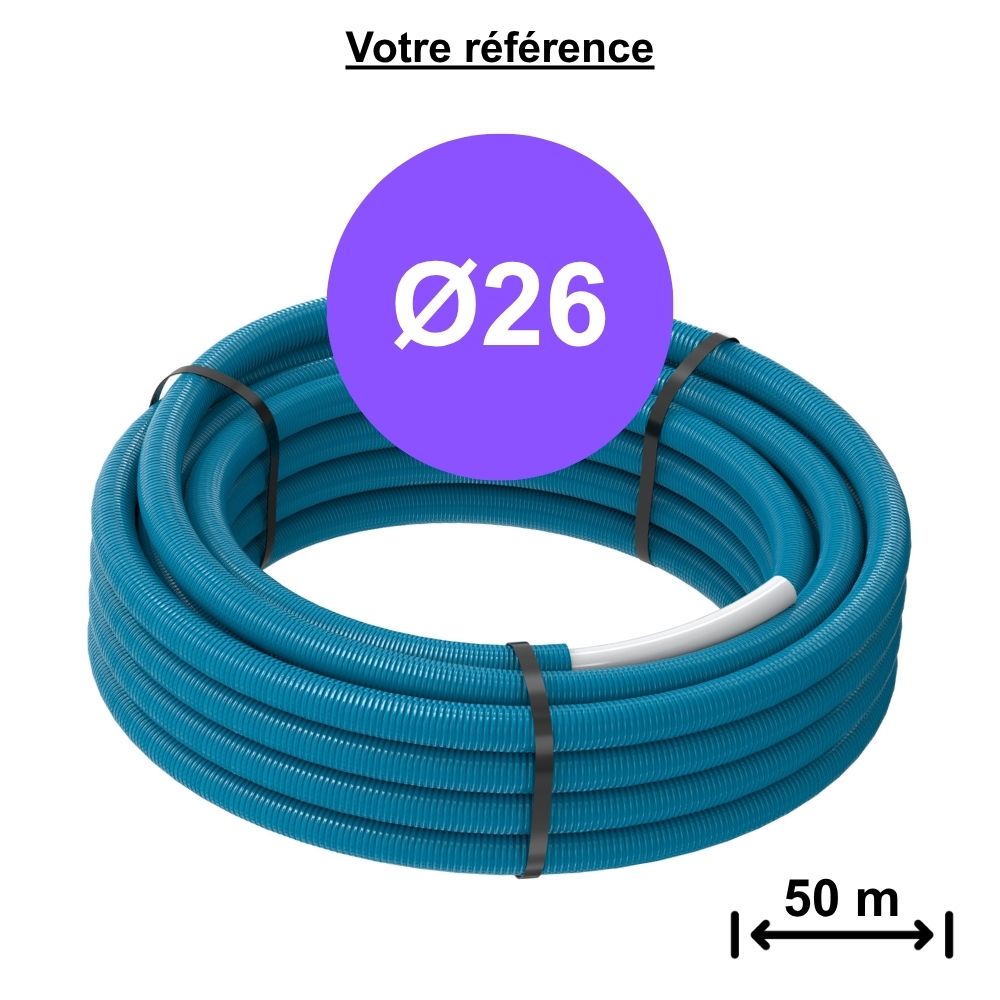 Tube multicouche gainé bleu MultiSkin 4 Ø26 - longueur 50 m - Comap
