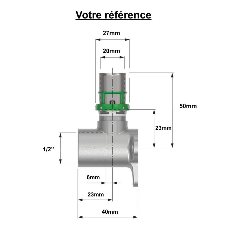 Coude applique multicouche à sertir Ø20 - femelle 1/2'' (15/21) - Comap