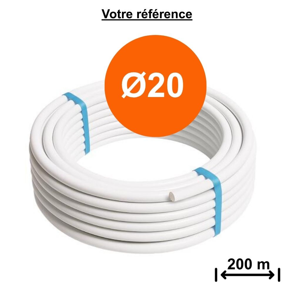 Tube multicouche nu blanc Ø20 - longueur 200 m - Somatherm