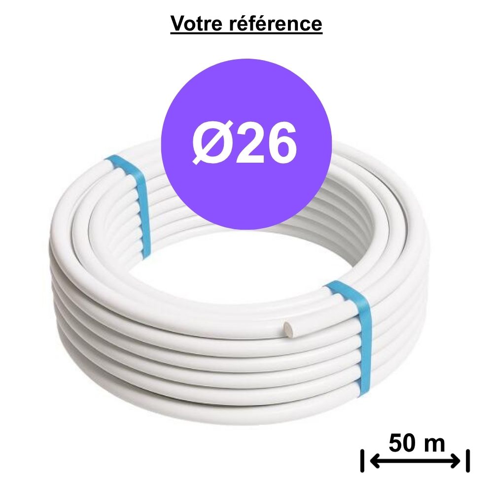 Tube multicouche nu blanc Ø26 - longueur 50 m - Somatherm