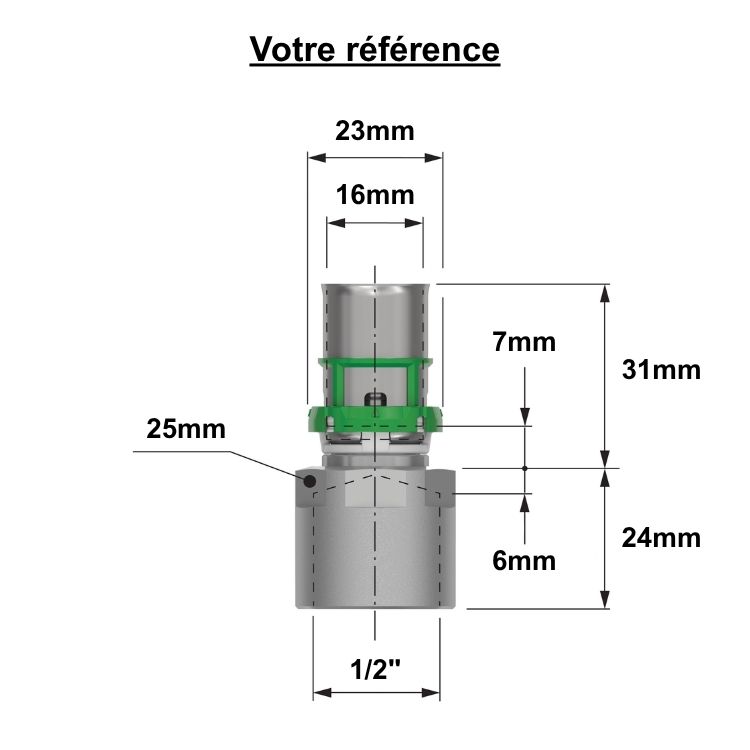 Raccord multicouche droit à sertir Ø16 - femelle 1/2'' (15/21) - Comap
