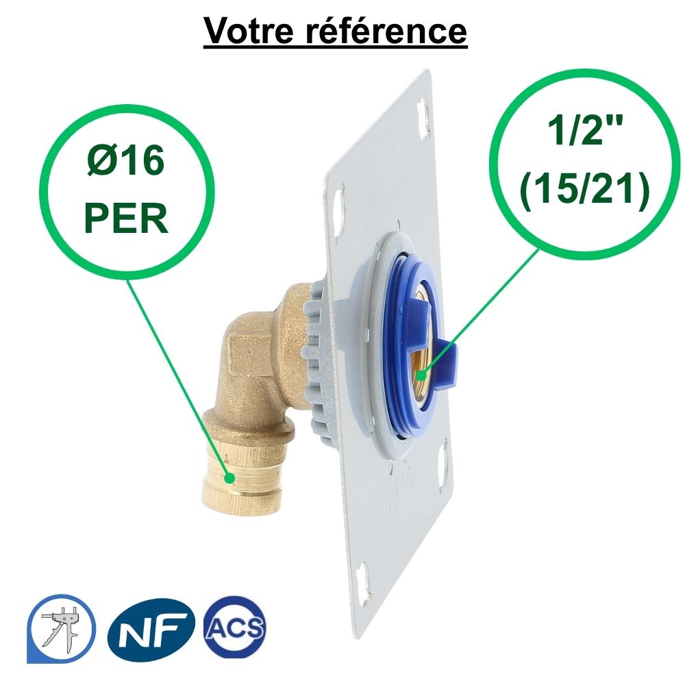 Sortie de cloison simple SERTIfix PER à glissement Ø16 - femelle 1/2'' (15/21)