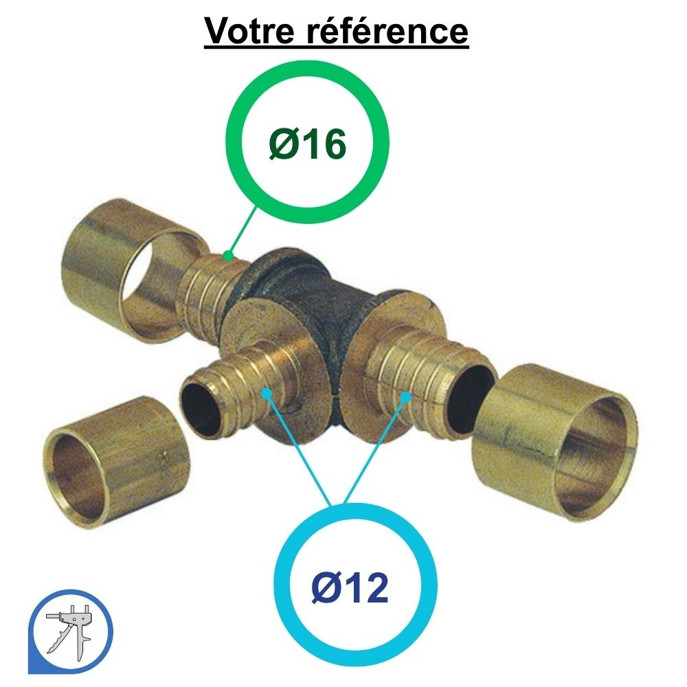 Té réduit PER à glissement Ø16-Ø12-Ø12 - Somatherm