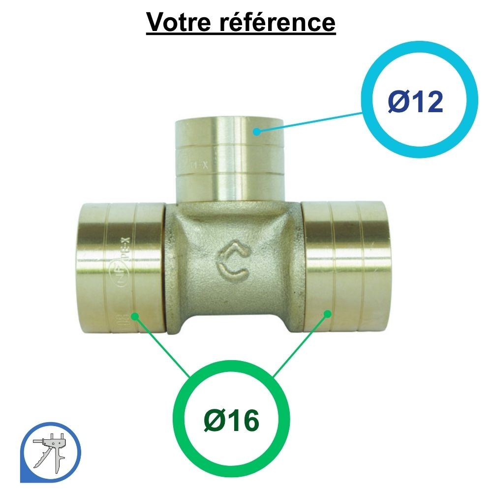 Té réduit PER à glissement Ø16-Ø12-Ø16 - Somatherm