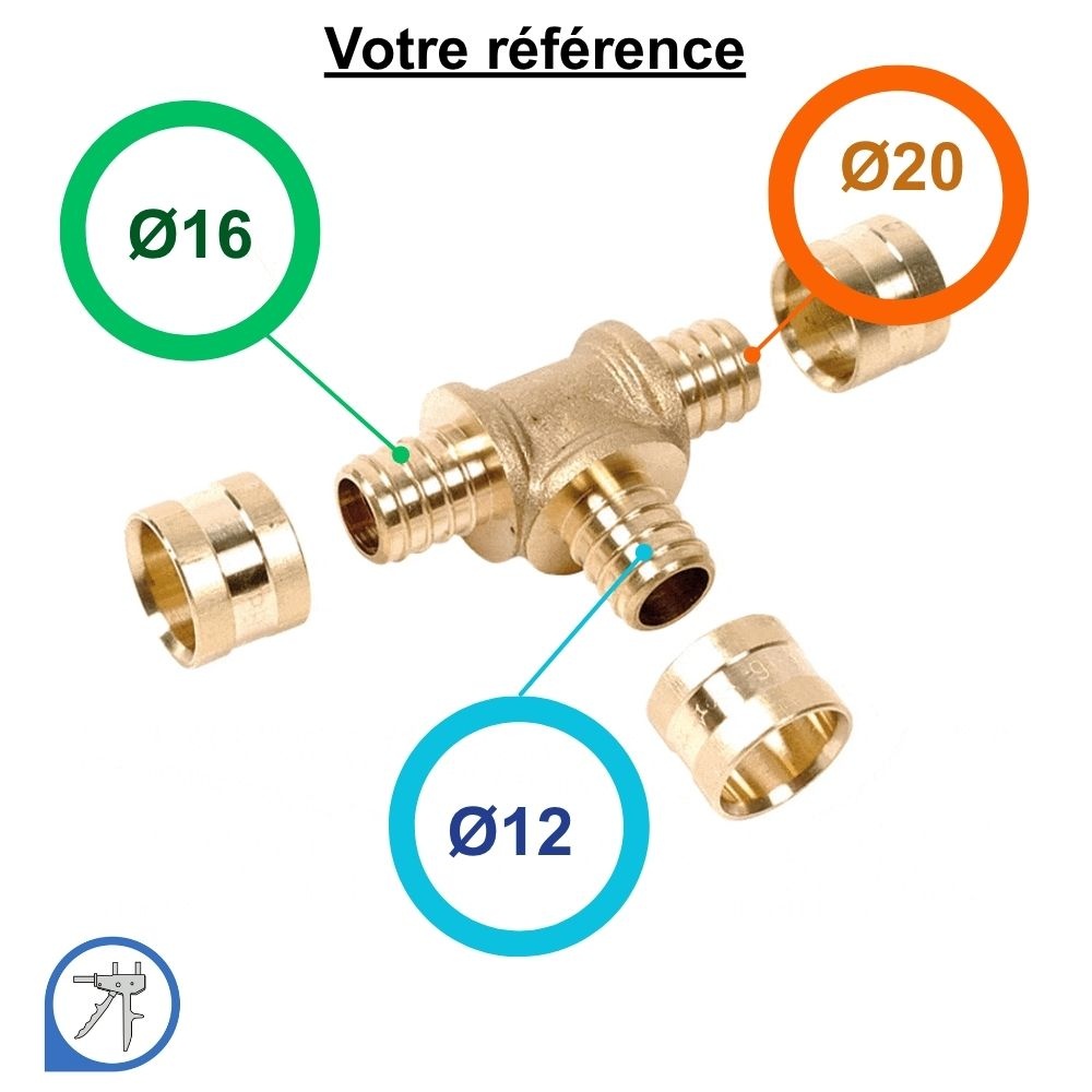 Té réduit PER à glissement Ø16-Ø12-Ø20 - Somatherm
