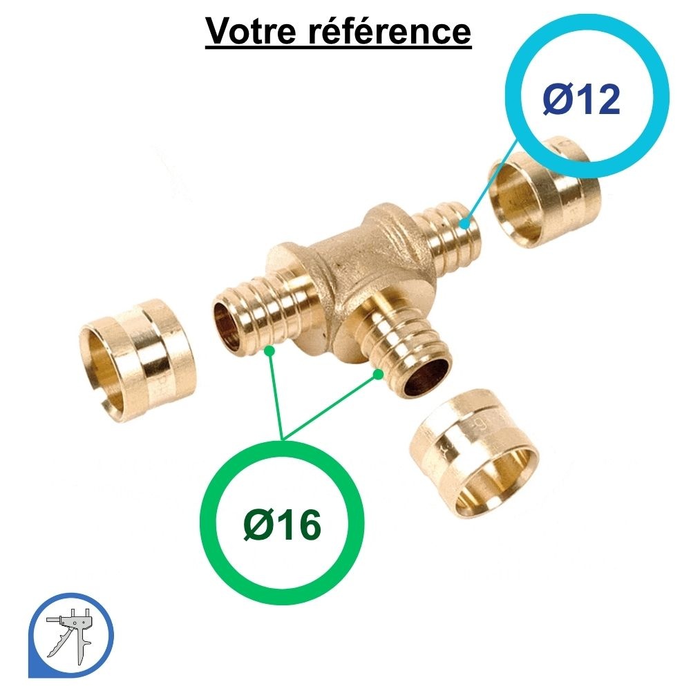 Té réduit PER à glissement Ø16-Ø16-Ø12 - Somatherm