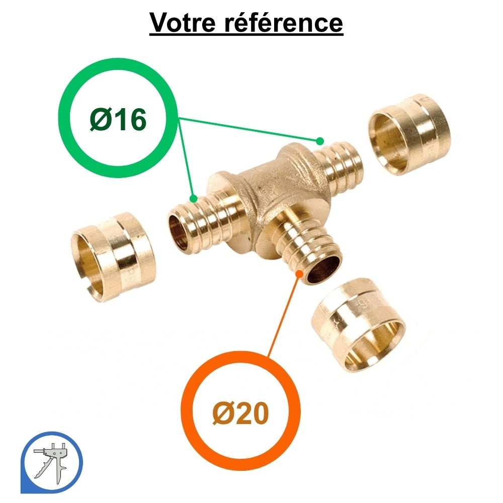 Té réduit PER à glissement Ø16-Ø20-Ø16 - Somatherm