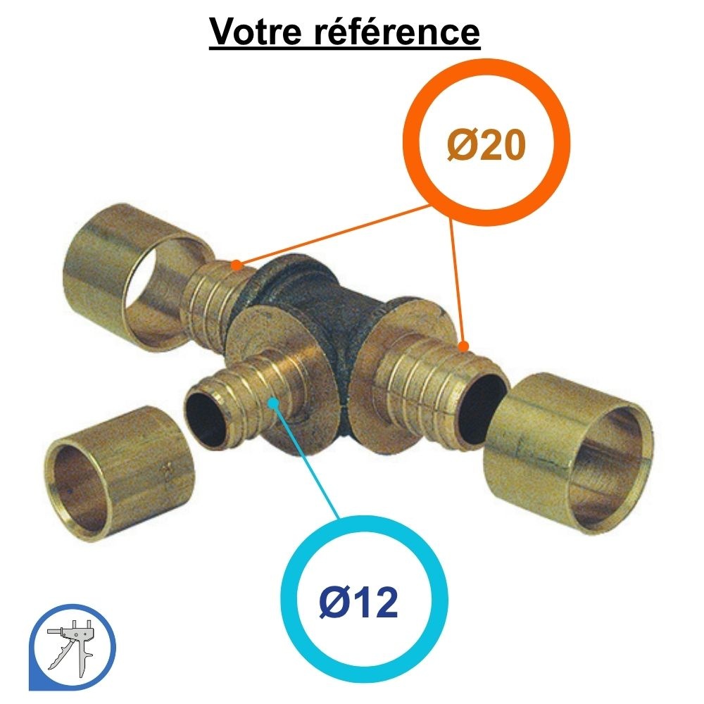 Té réduit PER à glissement Ø20-Ø12-Ø20 - Somatherm