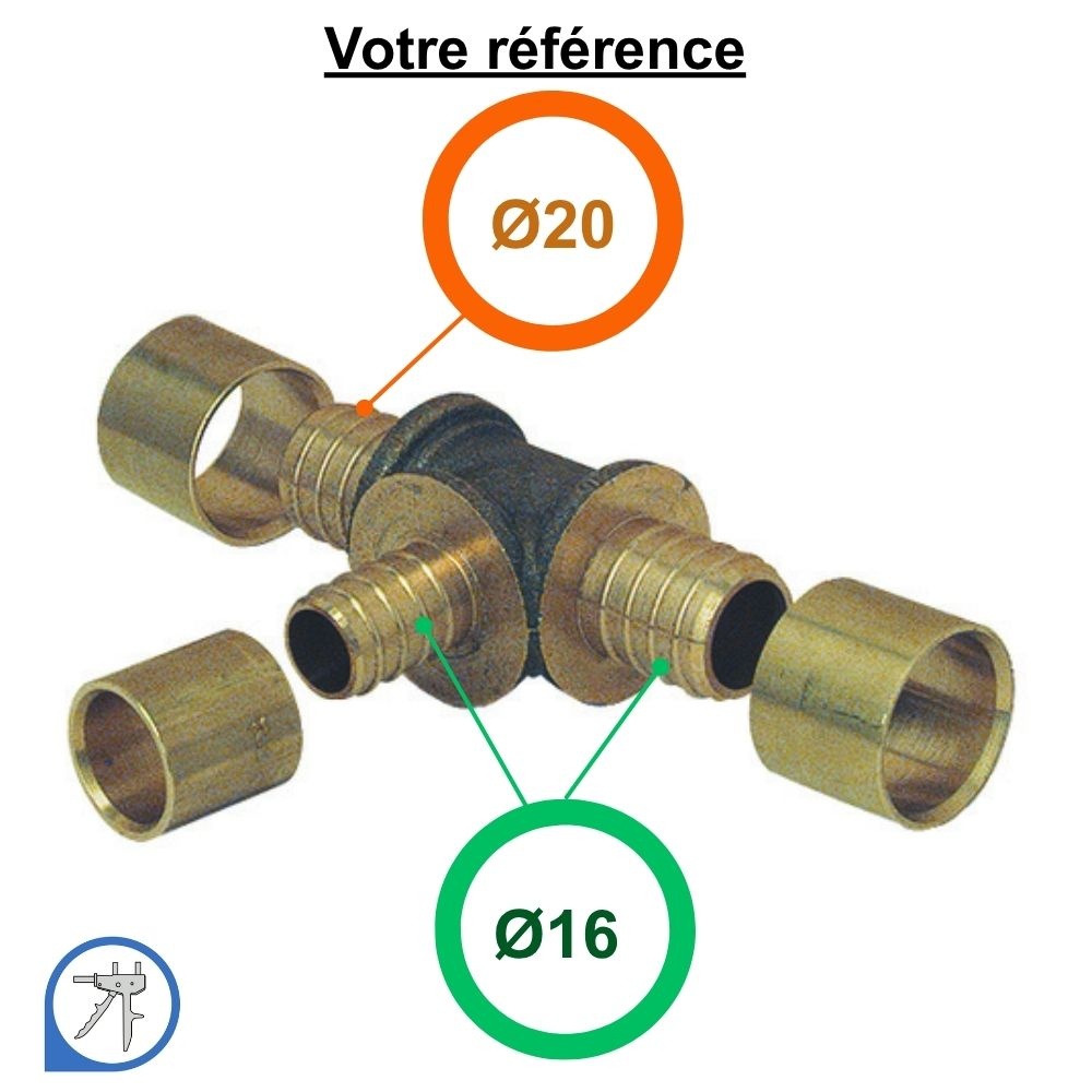 Té réduit PER à glissement Ø20-Ø16-Ø16 - Somatherm