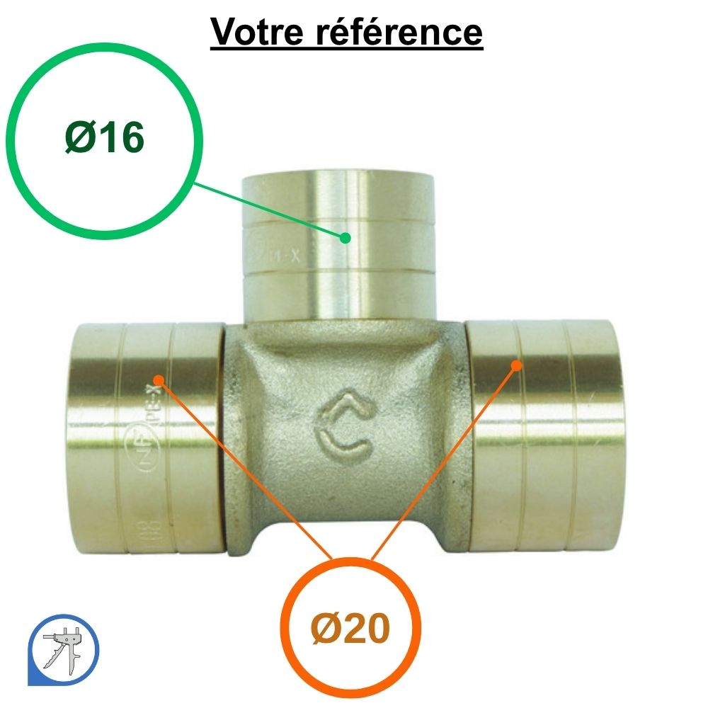 Té réduit PER à glissement Ø20-Ø16-Ø20 - Somatherm