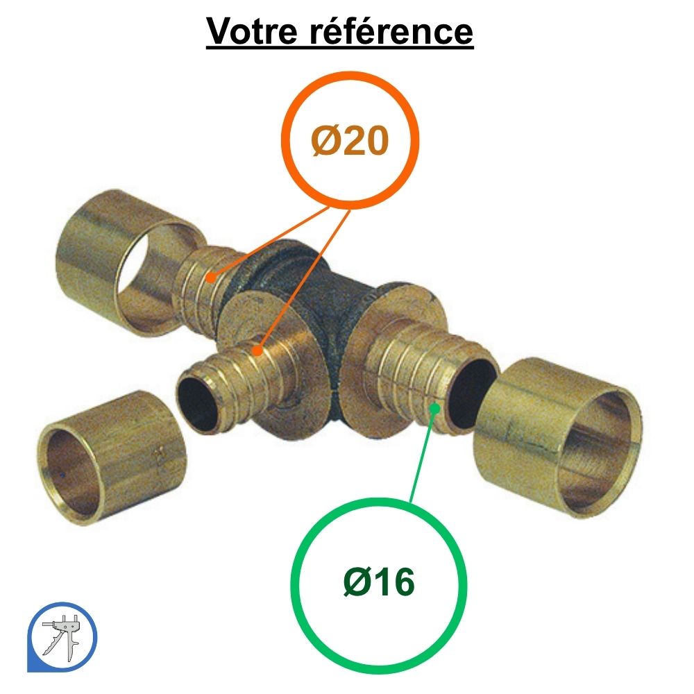 Té réduit PER à glissement Ø20-Ø20-Ø16 - Somatherm