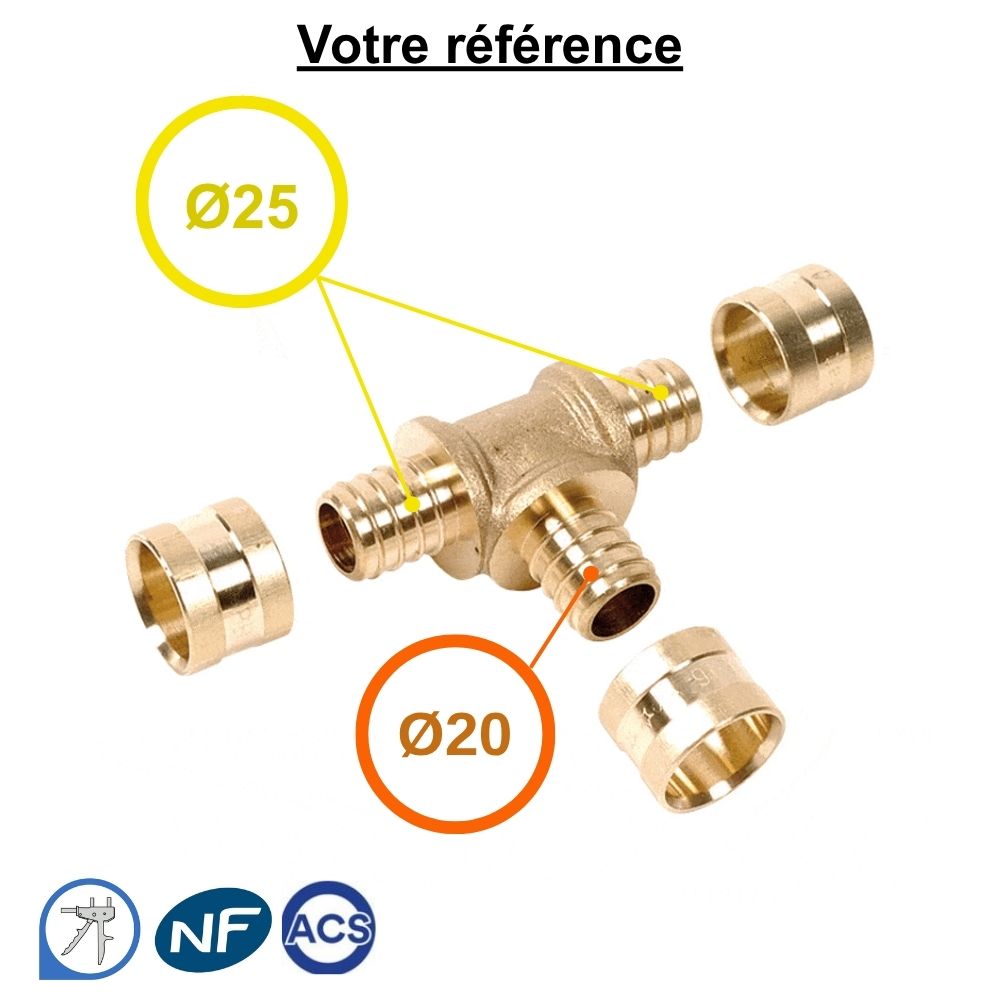 Té réduit PER à glissement Ø25-Ø20-Ø25 - Somatherm