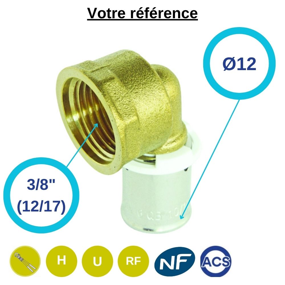 Coude femelle à sertir PER Ø12 - femelle 3/8'' (12/17) - Somatherm