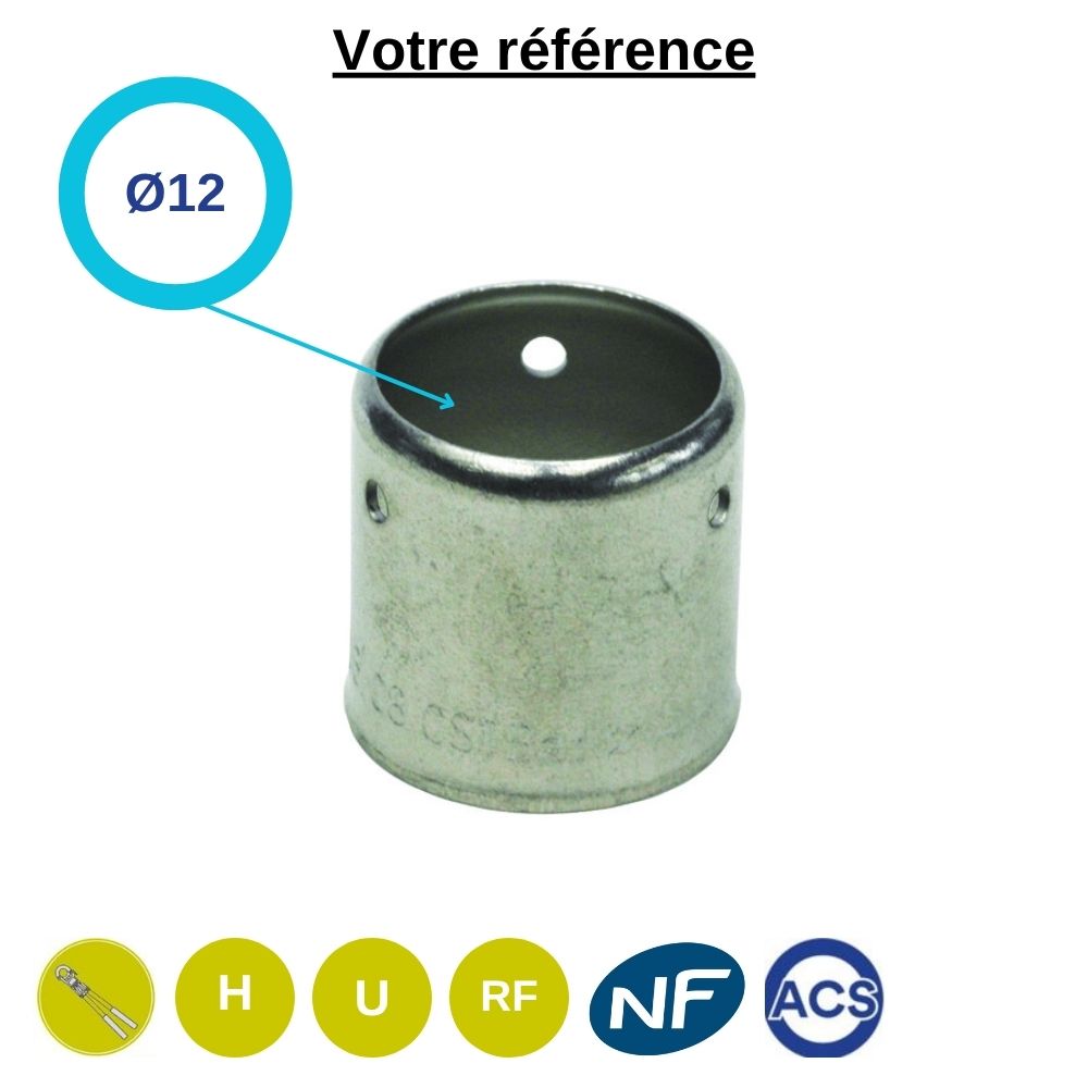 Douille inox pour raccord PER à sertir Ø12 - Somatherm