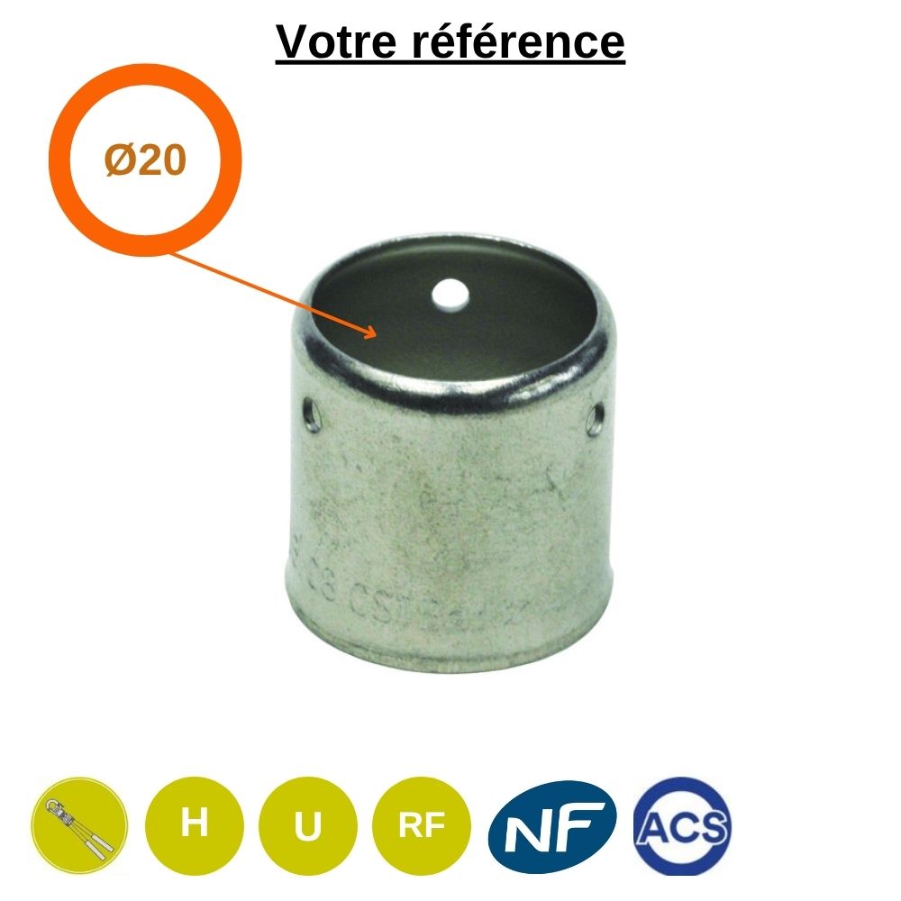 Douille inox pour raccord PER à sertir Ø20 - Somatherm