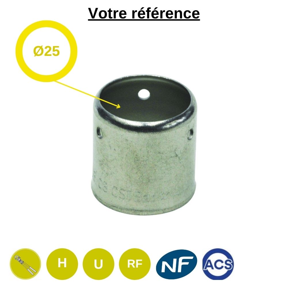 Douille inox pour raccord PER à sertir Ø25 - Somatherm