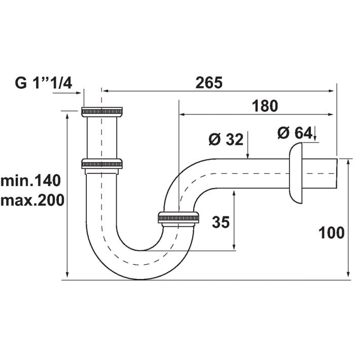 Siphons tube lavabo, réglables, en laiton