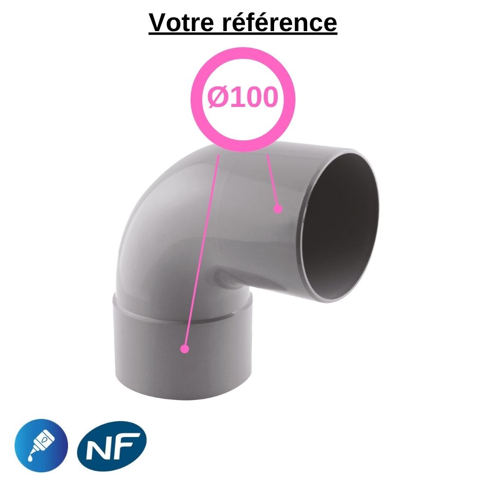 Coude PVC 87°30 à coller, Ø100 - mâle-femelle, pour évacuation - Girpi