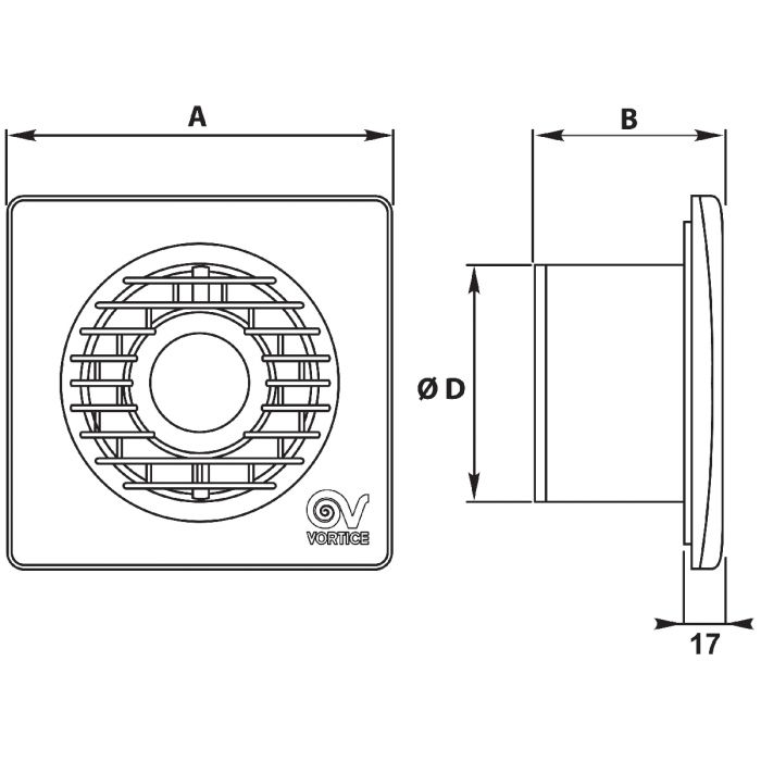 Extracteur Vortice Punto Filo Ø100 15W sans temporisateur