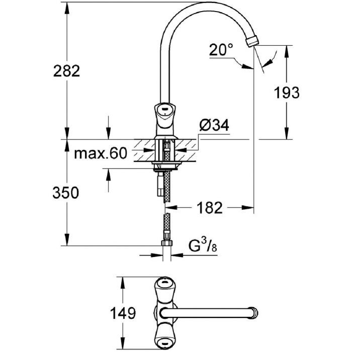 Mélangeur évier Costa S Grohe NF