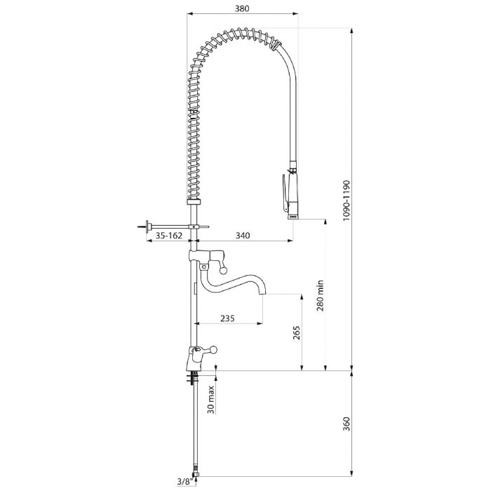 Prélavage monotrou avec robinet de piquage Delabie