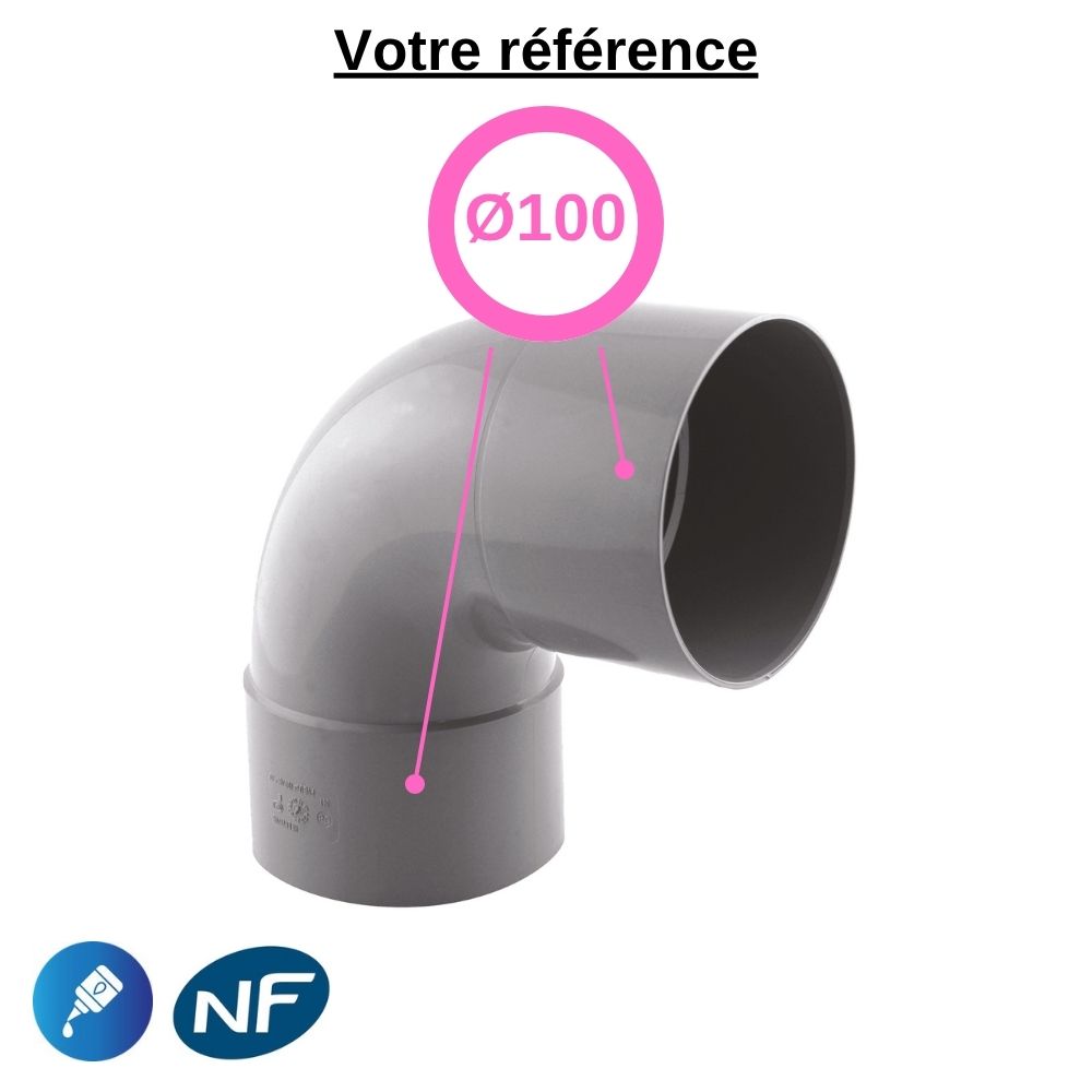 Coude PVC 87°30 à coller, Ø100 - double femelle, pour évacuation - Girpi