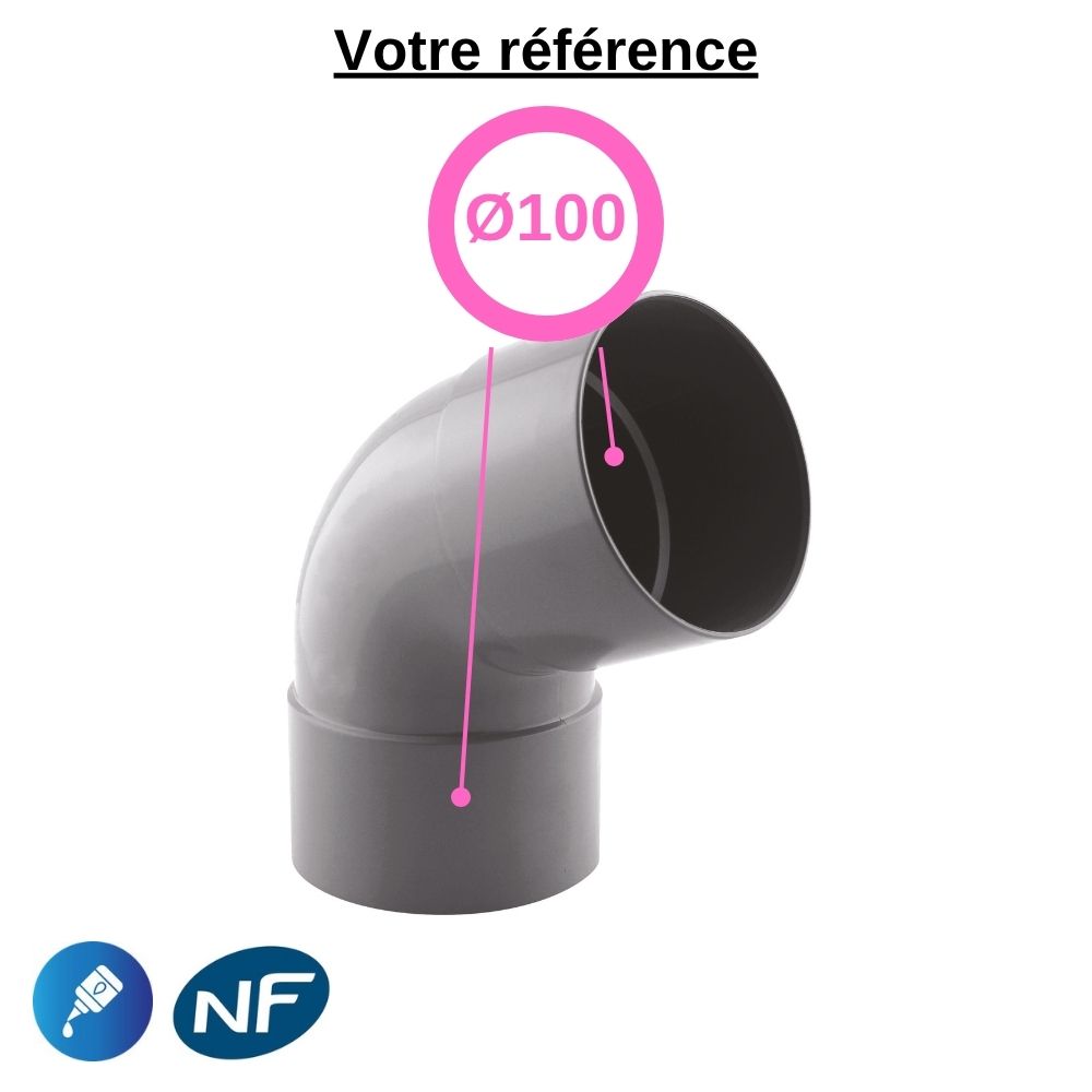 Coude PVC 67°30 à coller, Ø100 - double femelle, pour évacuation - Girpi
