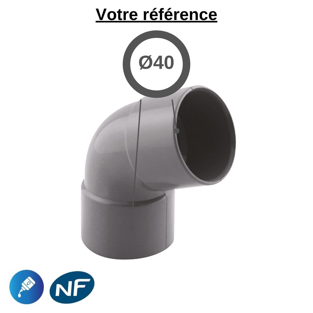 Coude PVC 67°30 à coller, Ø40 - double femelle, pour évacuation - Girpi