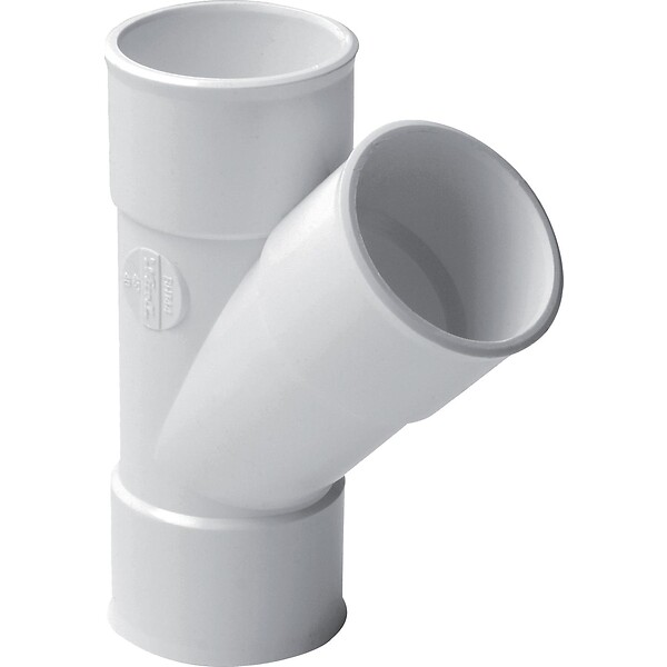 Culotte PVC blanc 45° à coller, Ø32 - triple femelle, pour évacuation - Nicoll
