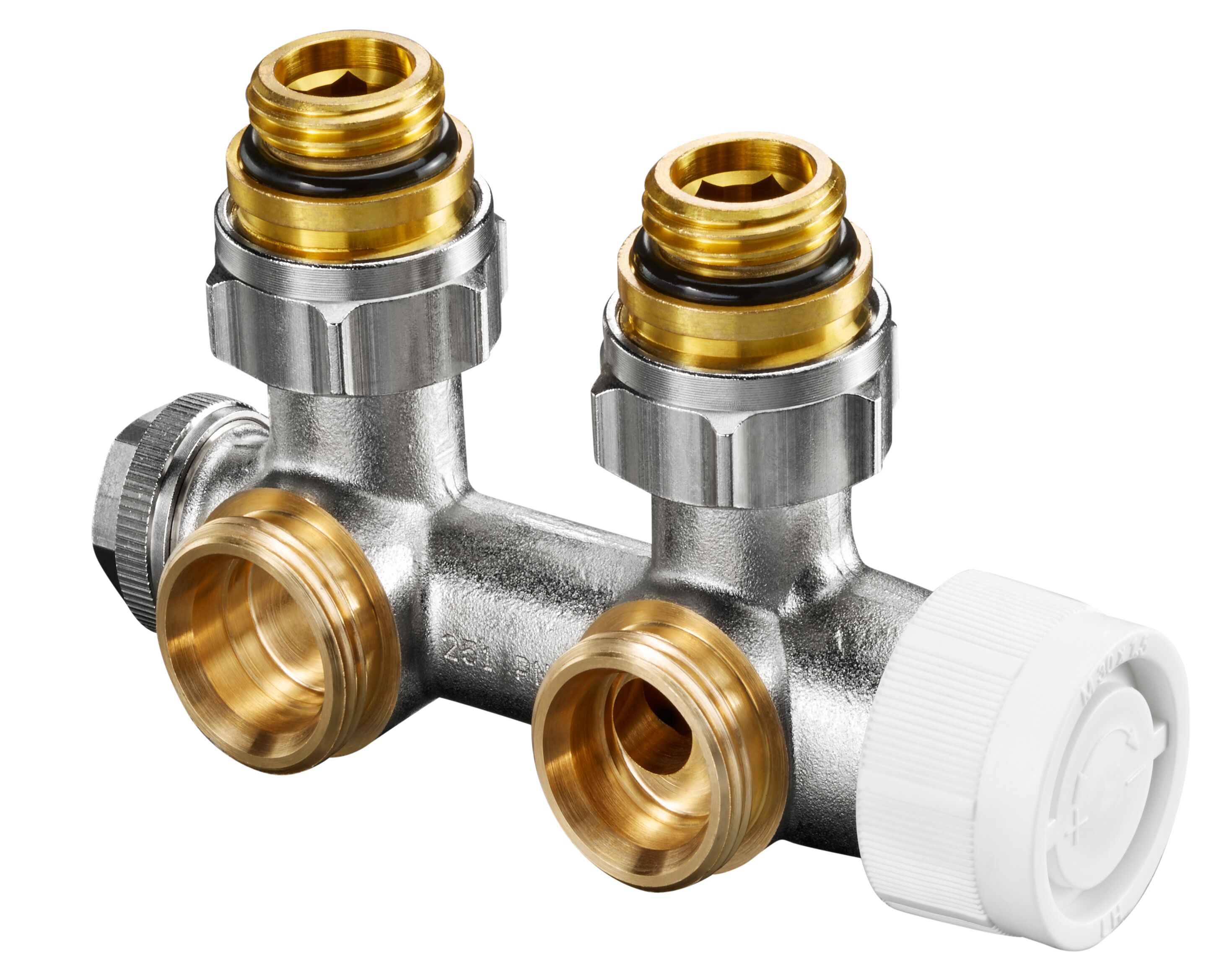 Raccord Multiblock T bitube équerre mâle 3/4'' (20/27) - mâle 1/2'' (15/21) - Oventrop