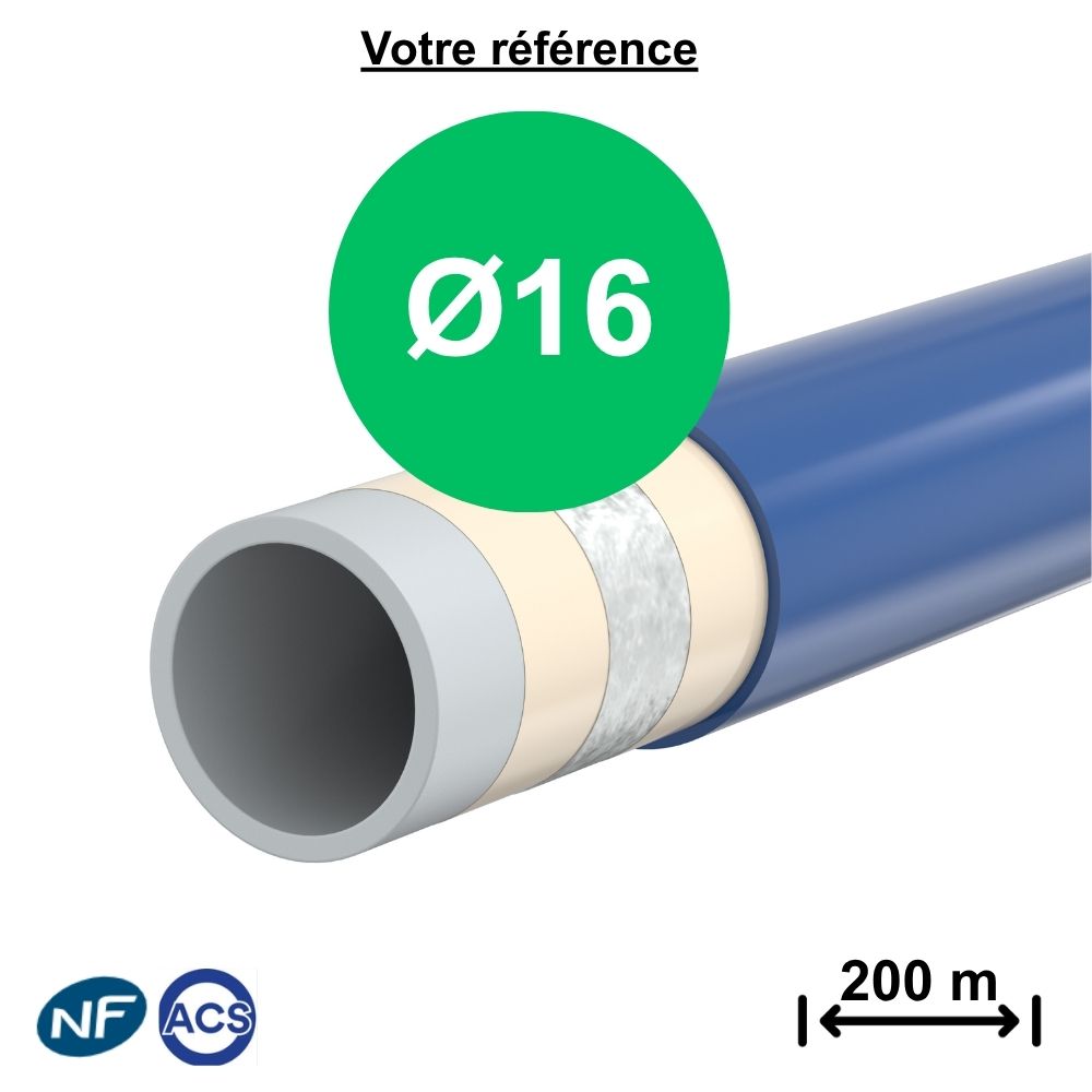 Tube PER BAO nu bleu Ø16 - longueur 200m - Comap