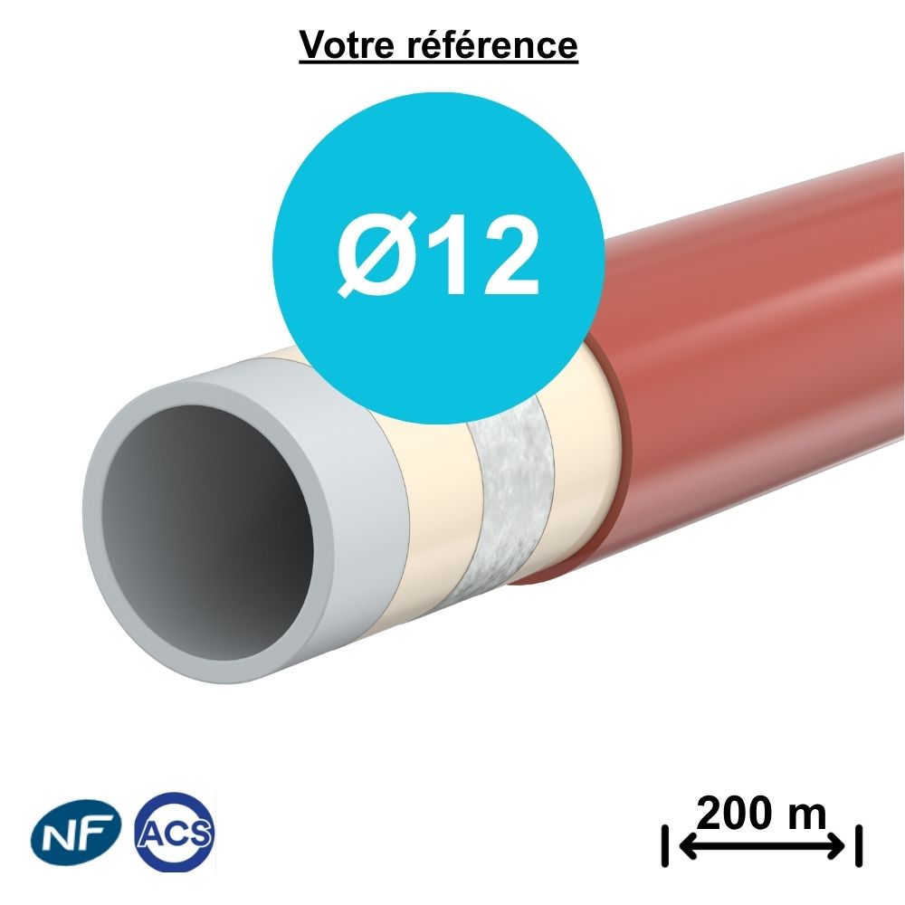 Tube PER BAO nu rouge Ø12 - longueur 200m - Comap