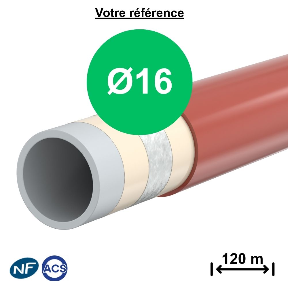 Tube PER BAO nu rouge Ø16 - longueur 120m - Comap