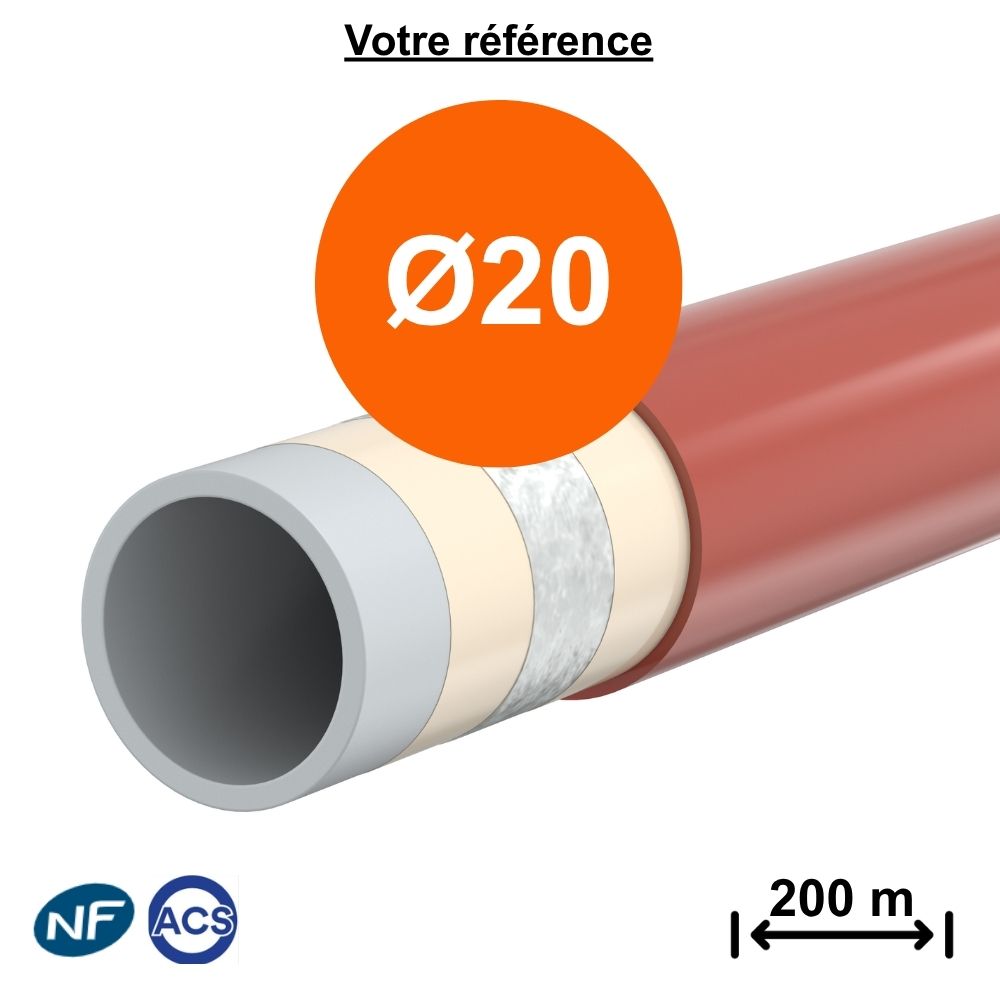 Tube PER BAO nu rouge Ø20 - longueur 200m - Comap