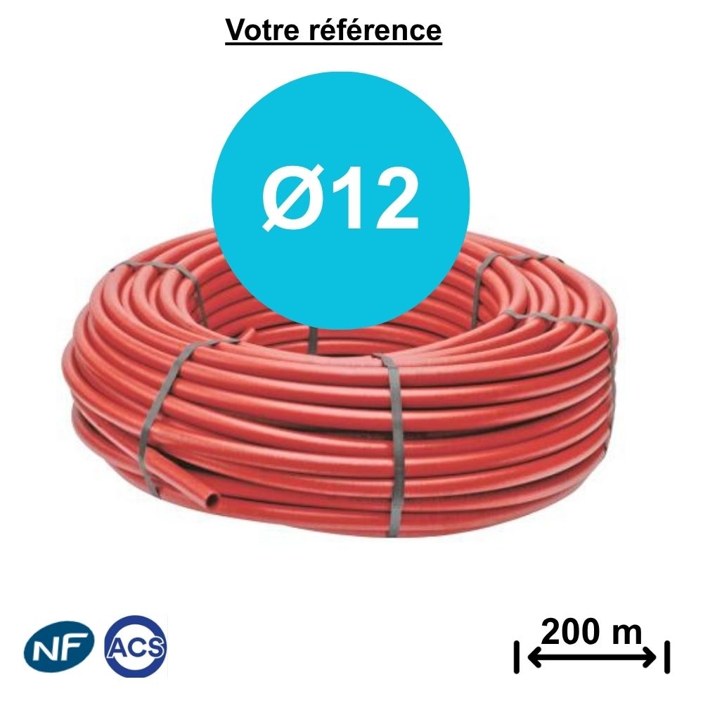 Tube PER nu rouge Ø12 - longueur 200 m - Comap