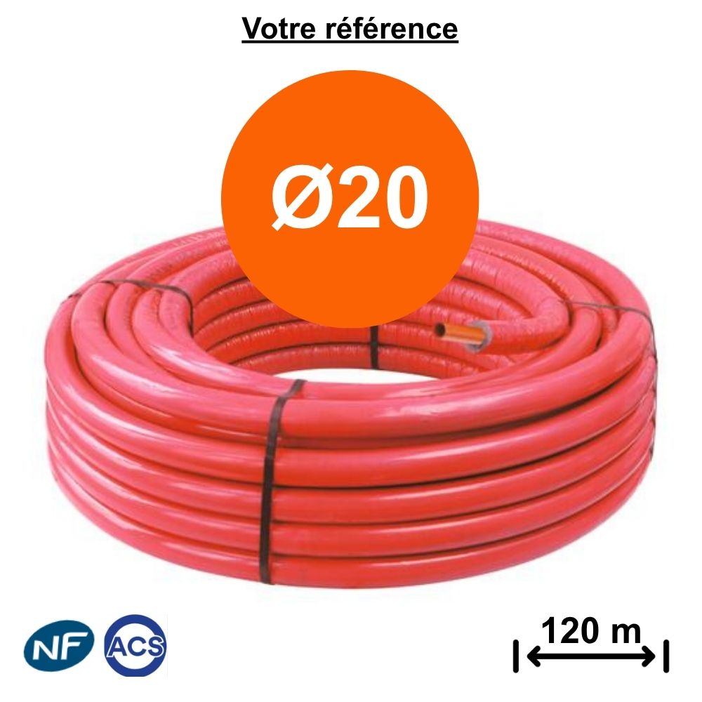 Tube PER nu rouge Ø20 - longueur 120 m - Comap