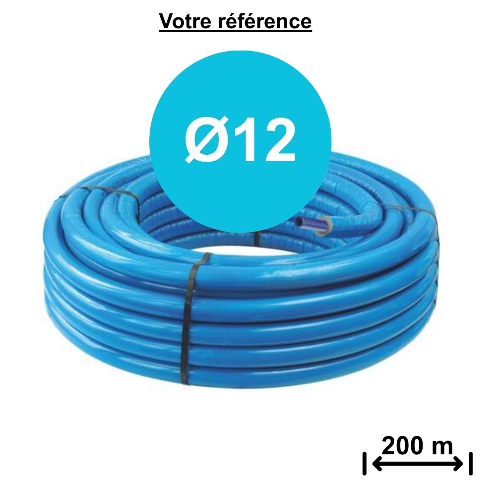 Tube PER nu bleu Ø12 - longueur 200 m - Comap
