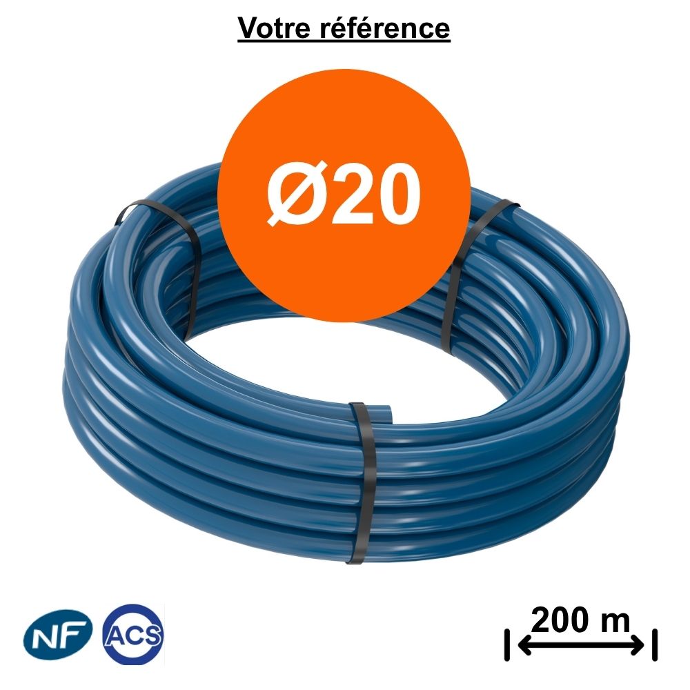 Tube PER nu bleu Ø20 - longueur 200 m - Comap