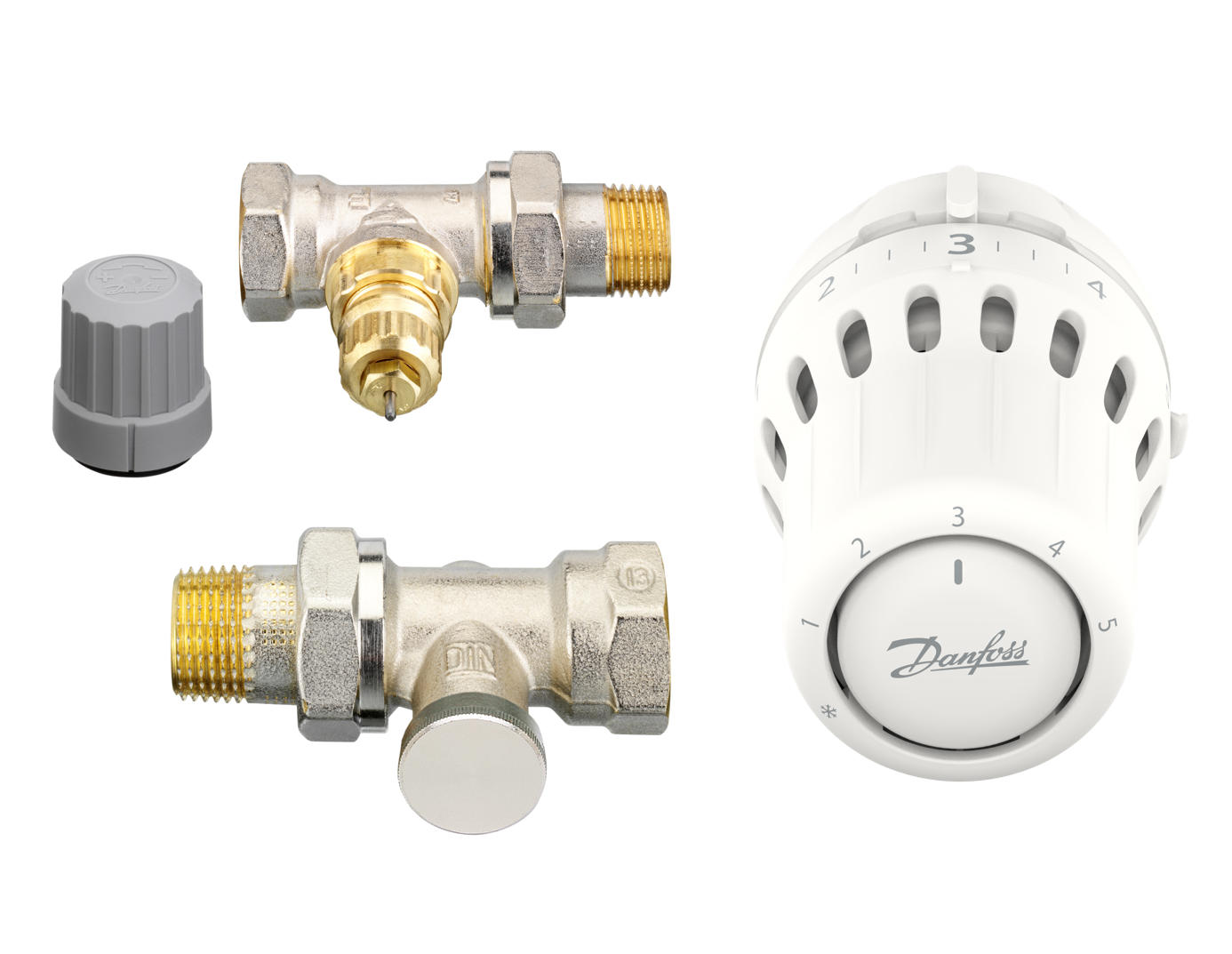 Kit complet de radiateur thermostatique liquide droit 1/2'' (15/21) - Danfoss
