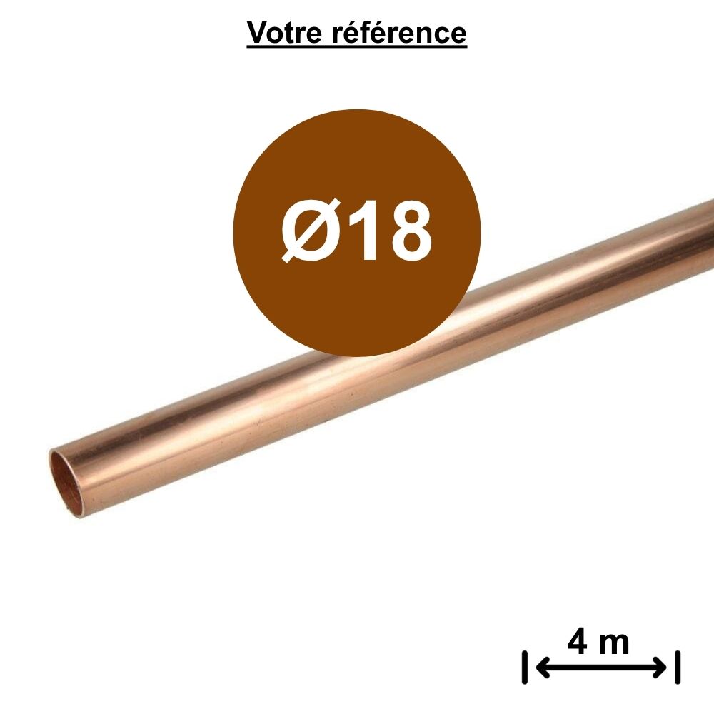 Lot de 5 tubes cuivre en barres Ø18 - longueur 4 m - Scudo, KME