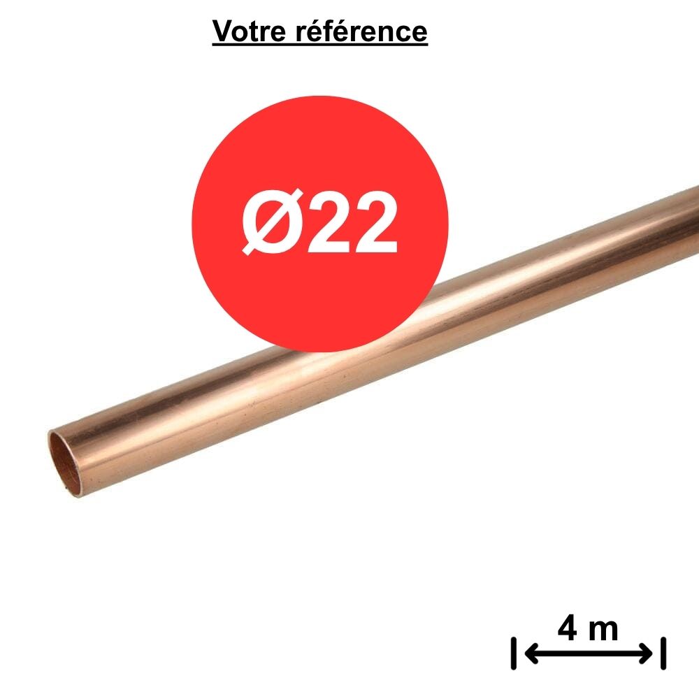 Lot de 5 tubes cuivre en barres Ø22 - longueur 4 m - Scudo, KME