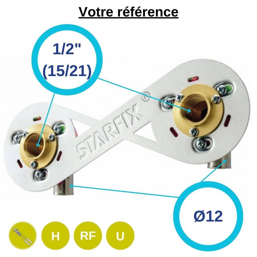 Sortie de cloison double Starfix PER à sertir Ø12 - femelle 1/2'' (15/21) - Anquier