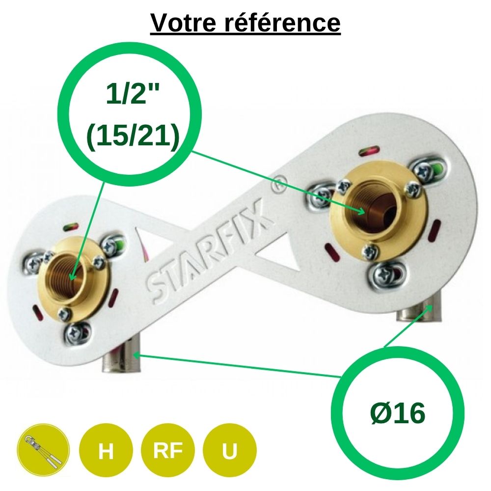 Sortie de cloison double Starfix PER à sertir Ø16 - femelle 1/2'' (15/21) - Anquier
