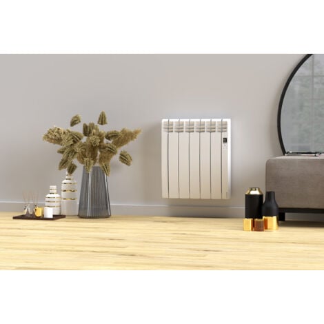 Radiateur électrique connecté horizontal à fluide caloporteur 590W, blanc - Série D, Rointe