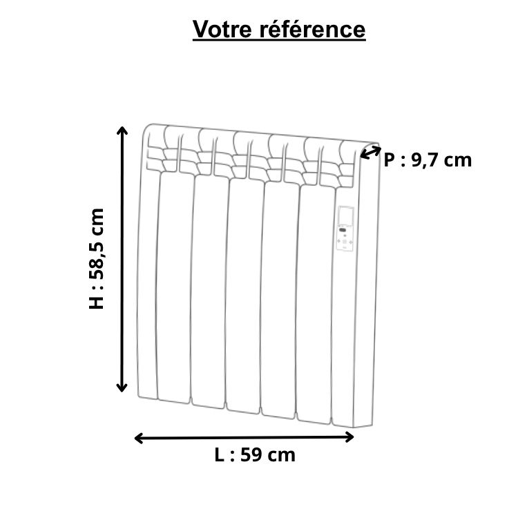 Radiateur électrique connecté horizontal à fluide caloporteur 590W, blanc - Série D, Rointe
