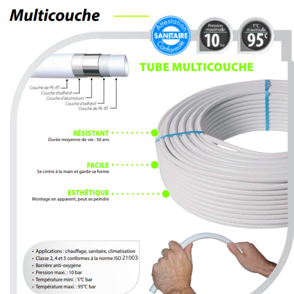 Tube multicouche nu en barres Ø26 - barre de 4 m - RBM