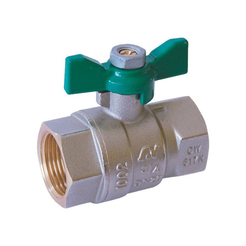 Vanne d'arrêt à visser, NF et manette papillon, double femelle 1/2'' (15/21) - Sferaco