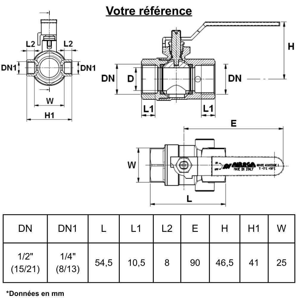 Vanne d'arrêt à visser, à purge et NF, double femelle 1/2'' (15/21) - Sferaco