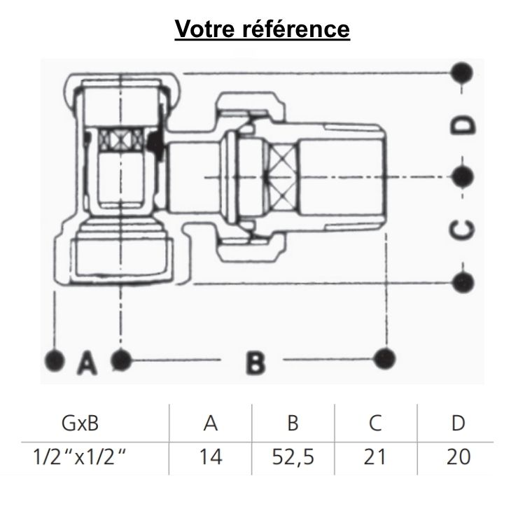 Coude de réglage pour radiateur 1/2'' (15/21) - R16TG, Giacomini
