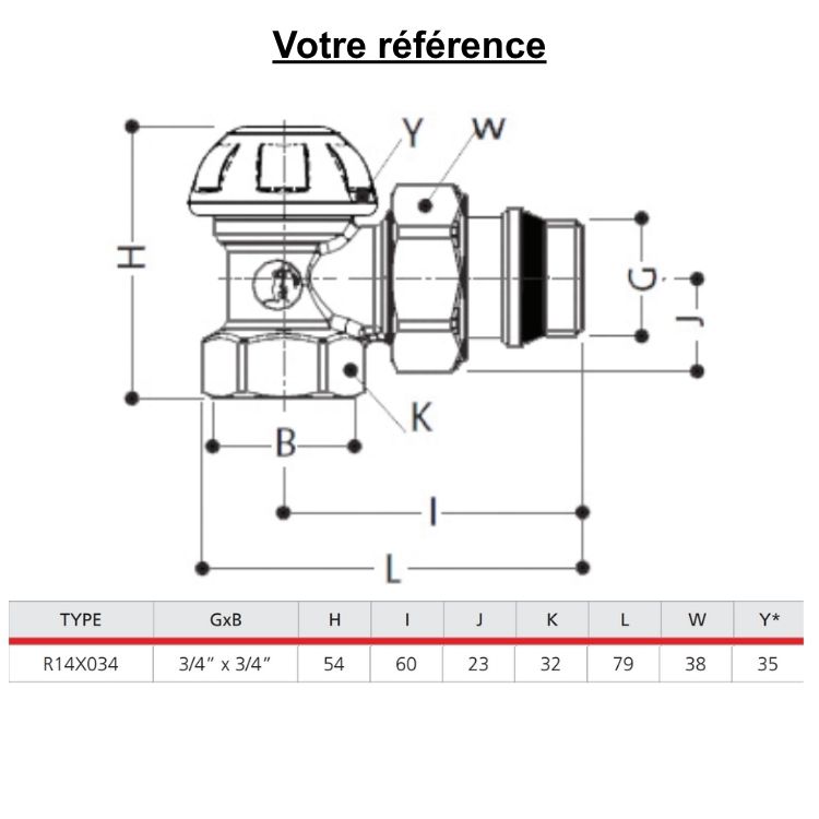 Coude de réglage pour radiateur femelle 3/4'' (20/27) - R14TG, Giacomini